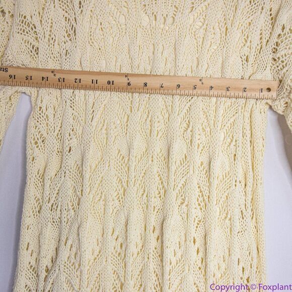 NEW Free People Elton Cream Crochet Knit Long Sleeve Mini‎ Dress, L - Picture 8 of 16
